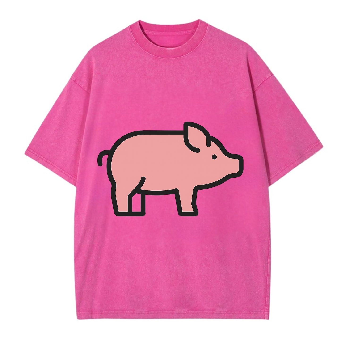 Pig - Pink farm pig flat side profile - Vintage T-shirt - Dusty Rose(Rose)