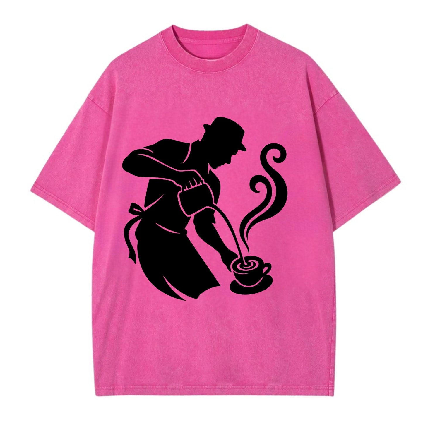 Barista creating latte art - Vintage T-shirt - Dusty Rose(Rose)