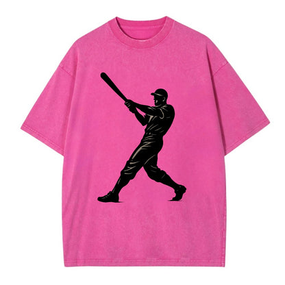 Baseball batter in full swing - Vintage T-shirt - Dusty Rose(Rose)