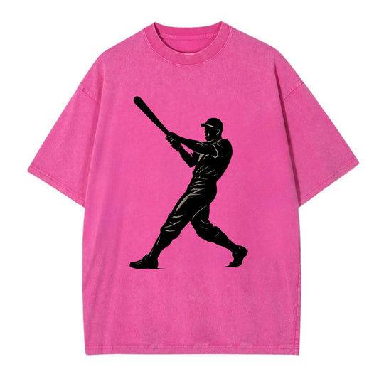 Baseball batter in full swing - Vintage T-shirt - Dusty Rose(Rose)