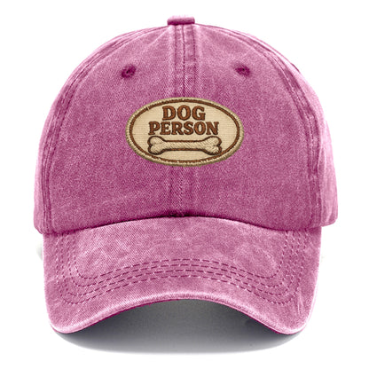 DOG PERSON - simple text with bone in brown , team dog - Classic Cap - Dusty Rose(Rose)