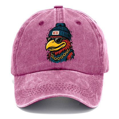 Lawrence Jayhawk wearing Kansas beanie with KU patch - Classic Cap - Dusty Rose(Rose)
