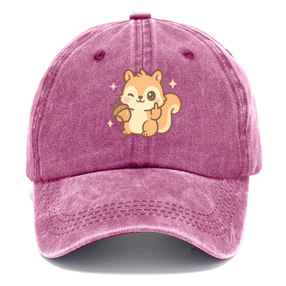 sweet squirrel holding acorn in one paw, flipping off with the other - Classic Cap - Dusty Rose(Rose)
