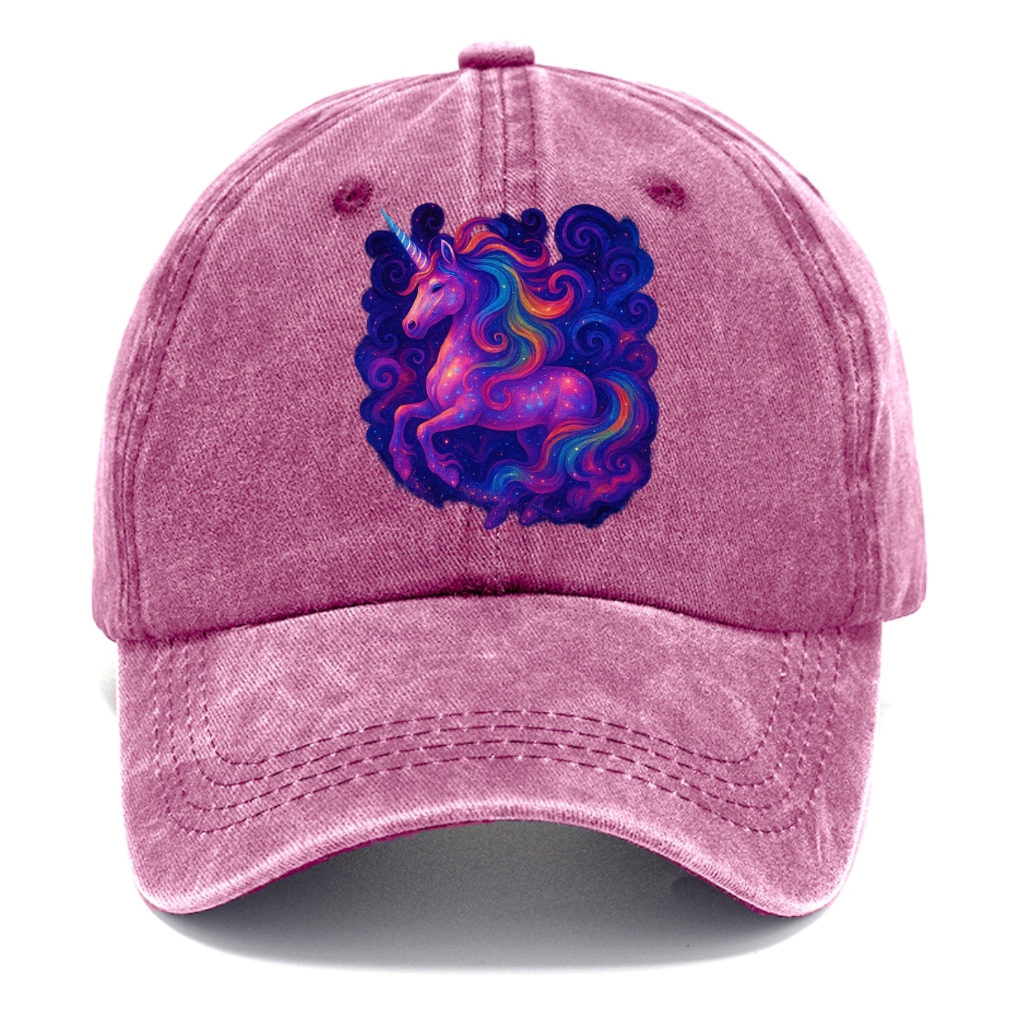 Magical unicorn with flowing rainbow gradient mane, iridescent horn with spiral light - Classic Cap - Dusty Rose(Rose)