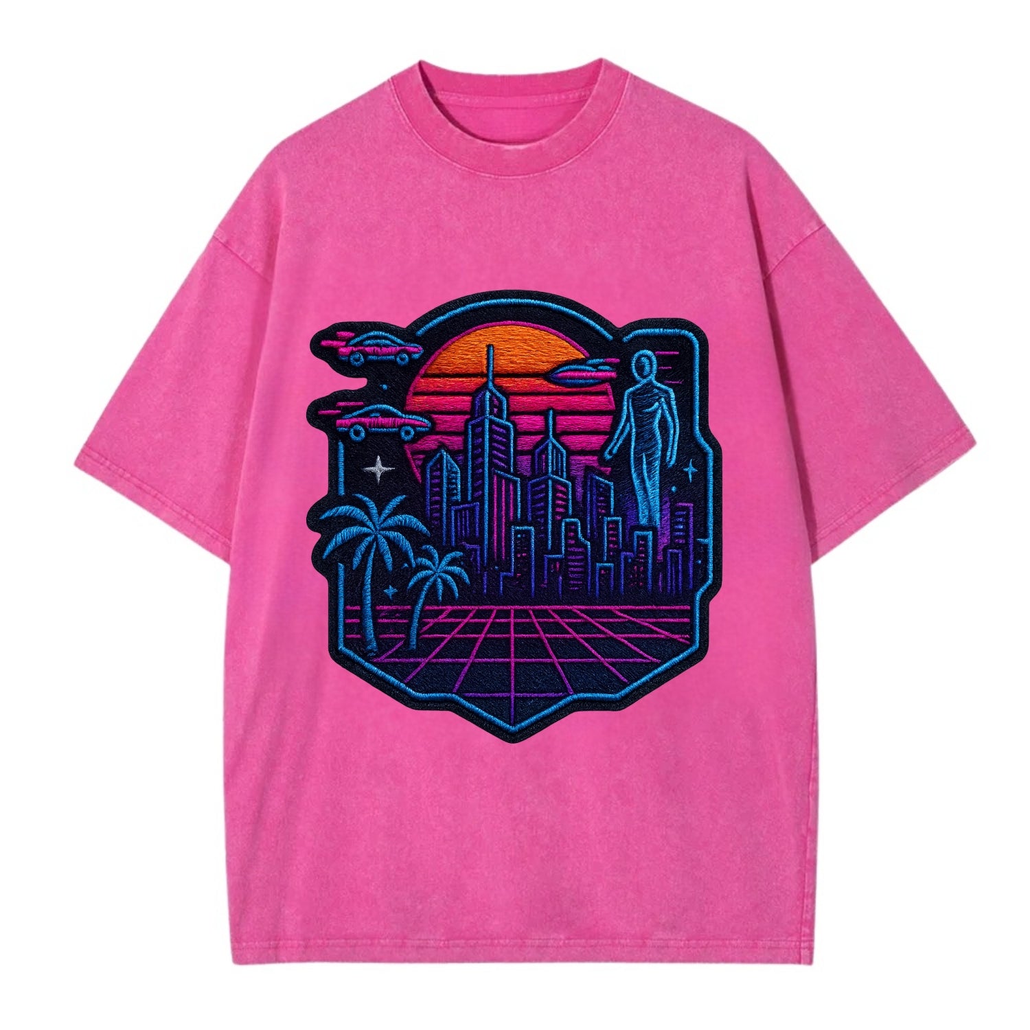 Cyberpunk City - Vintage T-shirt - Dusty Rose(Rose)
