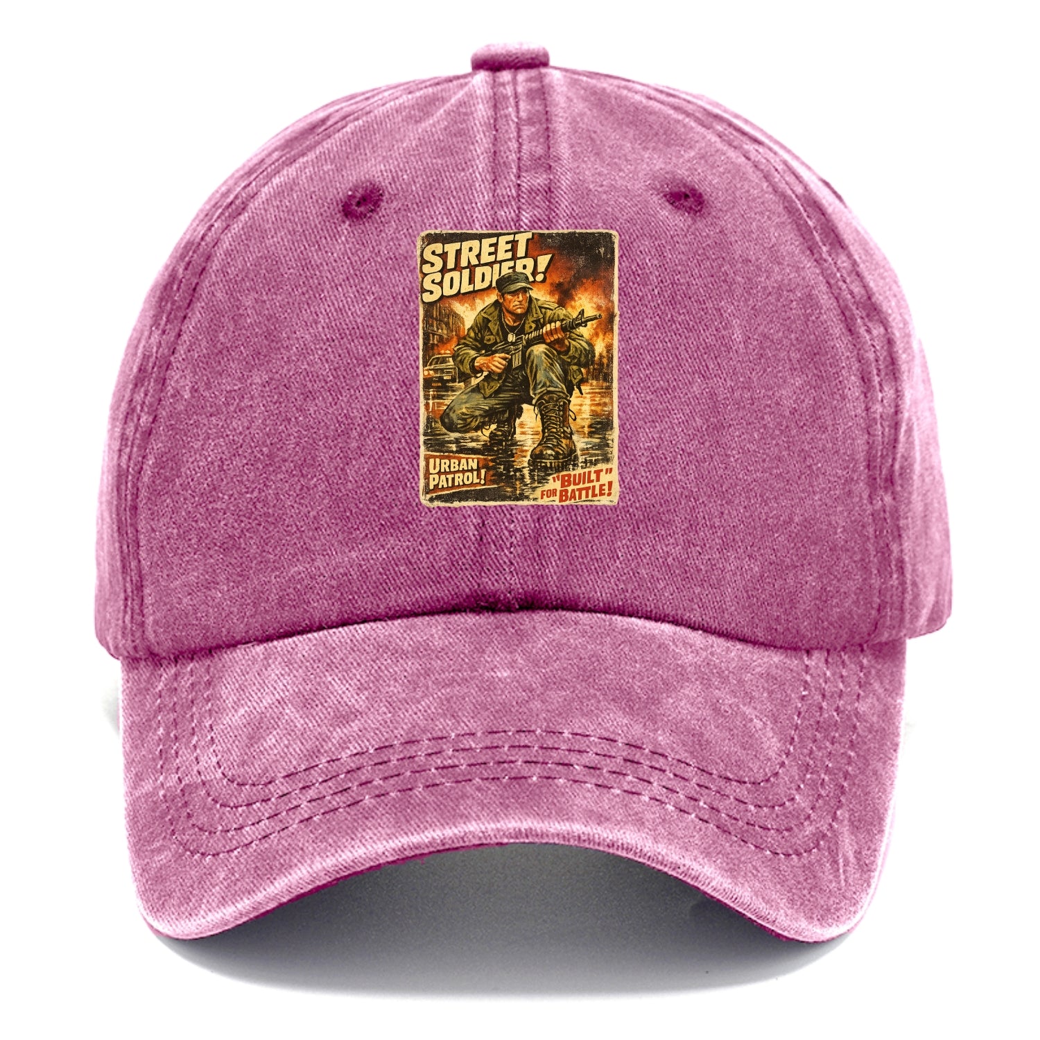 COMBAT READY | Military boots on wet pavement | Street soldier | Urban patrol | Ready - Classic Cap - Dusty Rose(Rose)