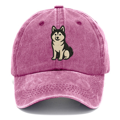 Pomsky - Pomeranian-Husky mix sitting po Classic Cap - Dusty Rose(Rose)