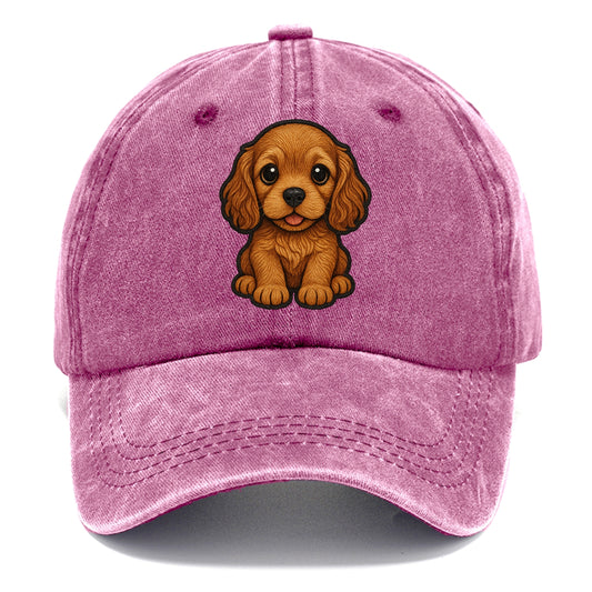 Baby Cocker Spaniel Puppy - long wavy ears, soulful eyes, silky coat, front-facing, - Classic Cap - Dusty Rose(Rose)