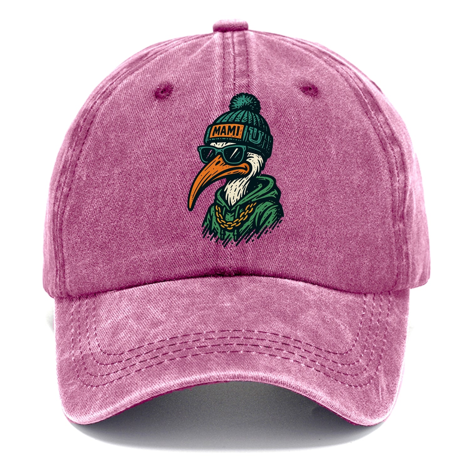 Coral Gables Ibis wearing Miami beanie with U patch - Classic Cap - Dusty Rose(Rose)
