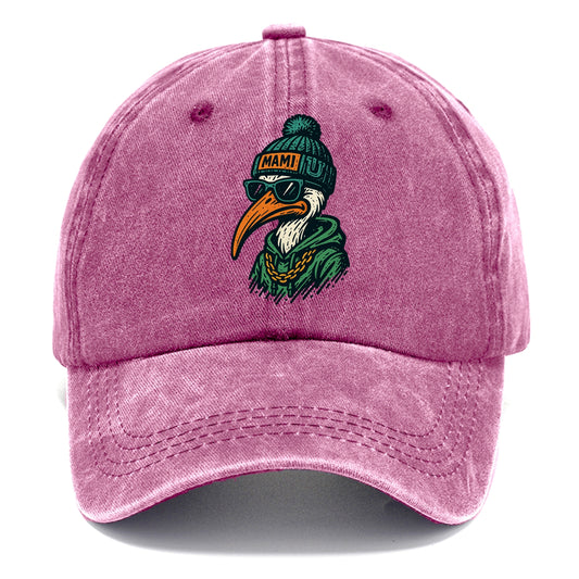 Coral Gables Ibis wearing Miami beanie with U patch - Classic Cap - Dusty Rose(Rose)