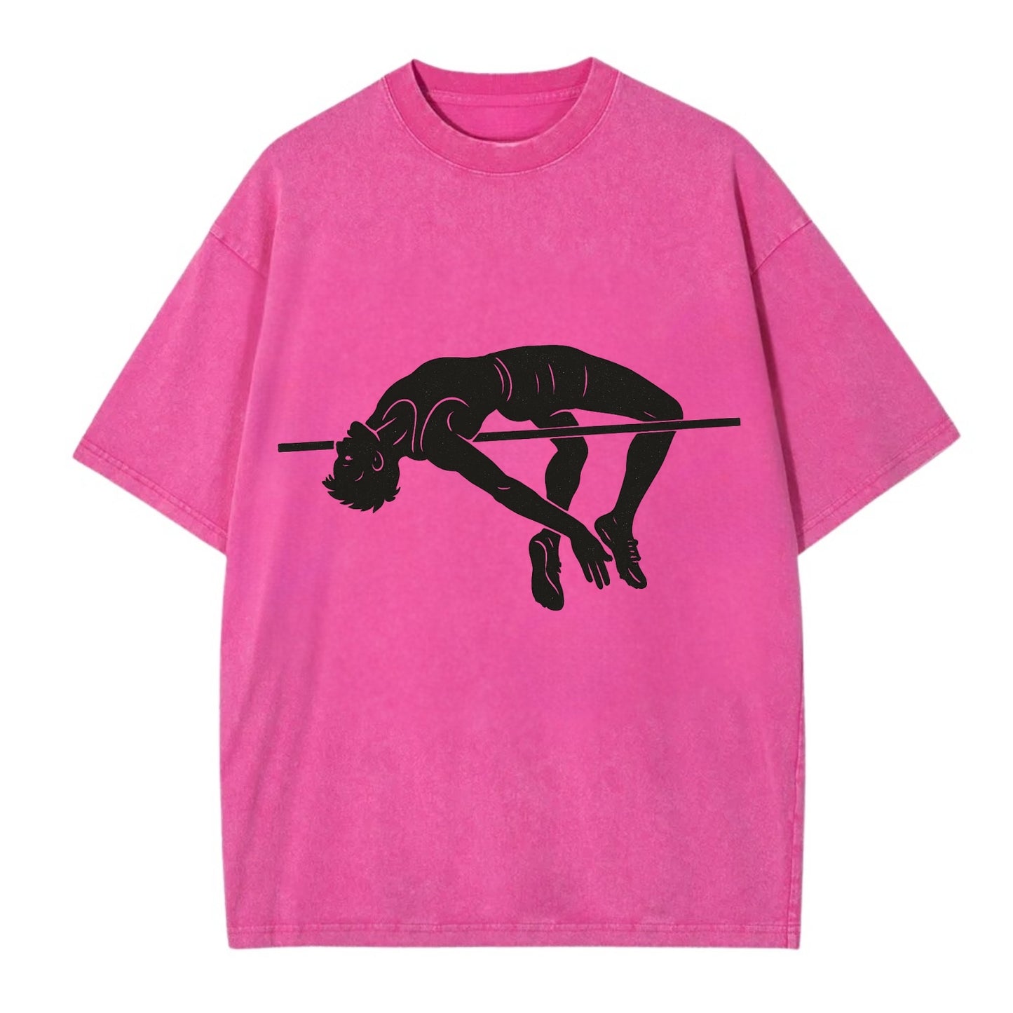 High jumper arching over bar - Vintage T-shirt - Dusty Rose(Rose)
