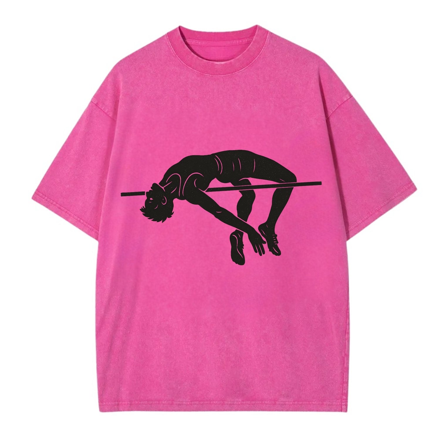High jumper arching over bar - Vintage T-shirt - Dusty Rose(Rose)