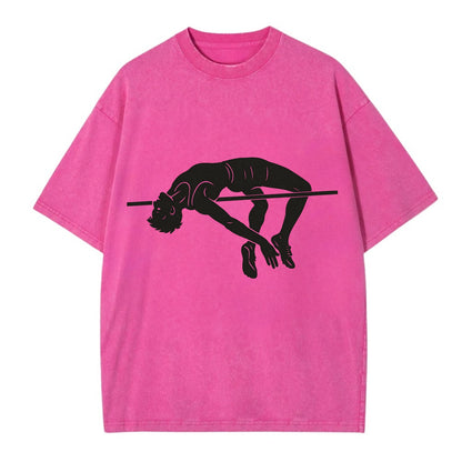 High jumper arching over bar - Vintage T-shirt - Dusty Rose(Rose)