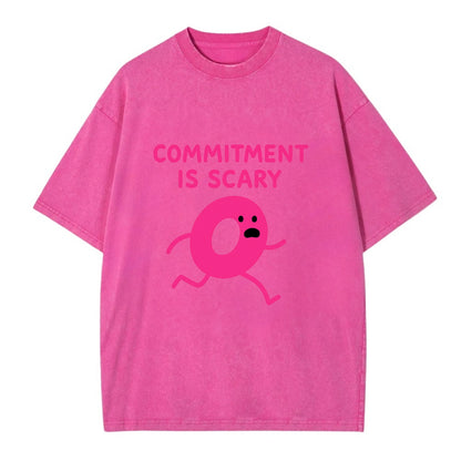 COMMITMENT IS SCARY | Terrified ring running away - Vintage T-shirt - Dusty Rose(Rose)