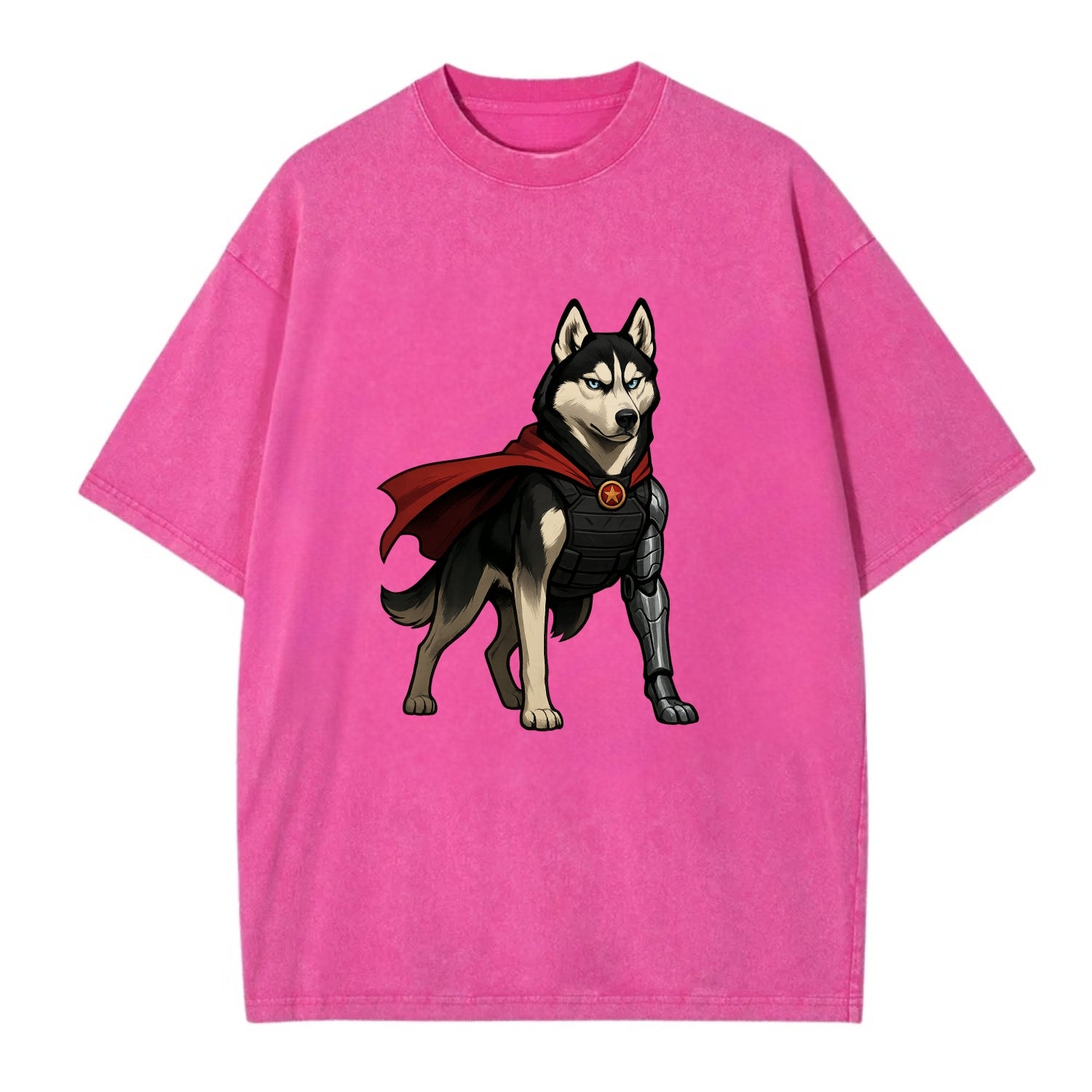 Siberian Husky Winter Soldier  - Vintage T-shirt - Dusty Rose(Rose)