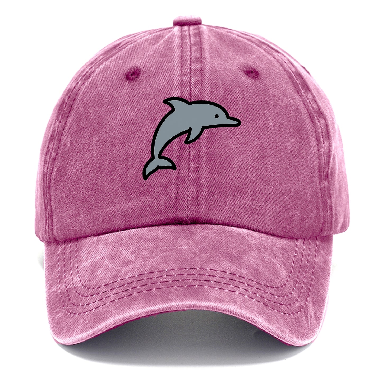 Bottlenose Dolphin - Gray jumping pose flat side profile - Classic Cap - Dusty Rose(Rose)