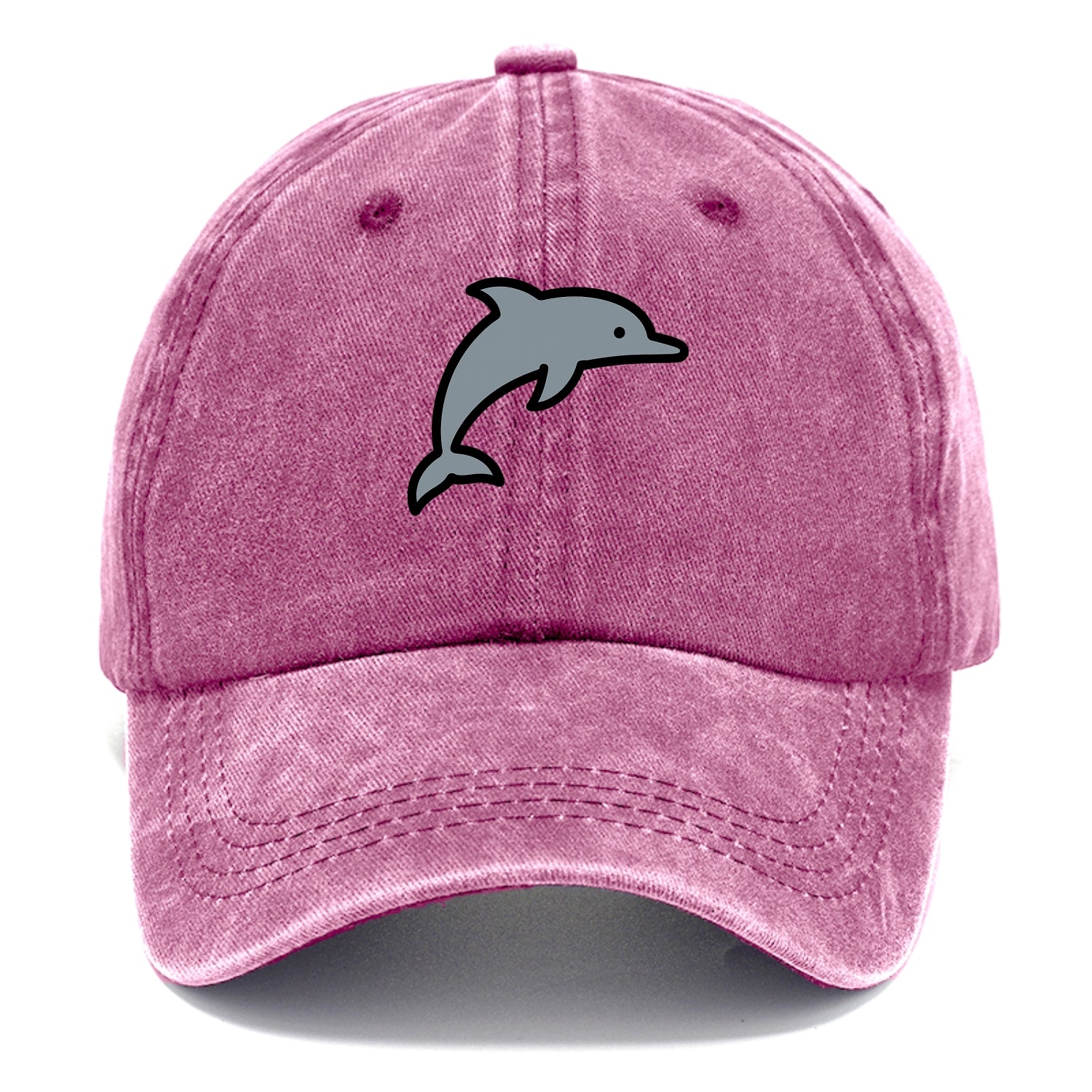 Bottlenose Dolphin - Gray jumping pose flat side profile - Classic Cap - Dusty Rose(Rose)