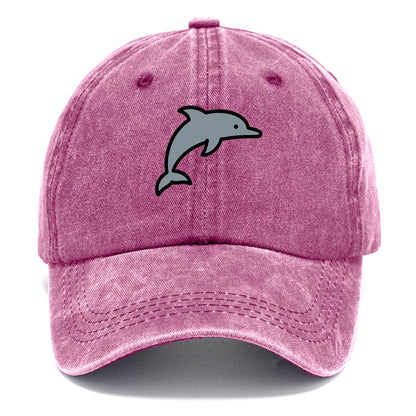 Bottlenose Dolphin - Gray jumping pose flat side profile - Classic Cap - Dusty Rose(Rose)