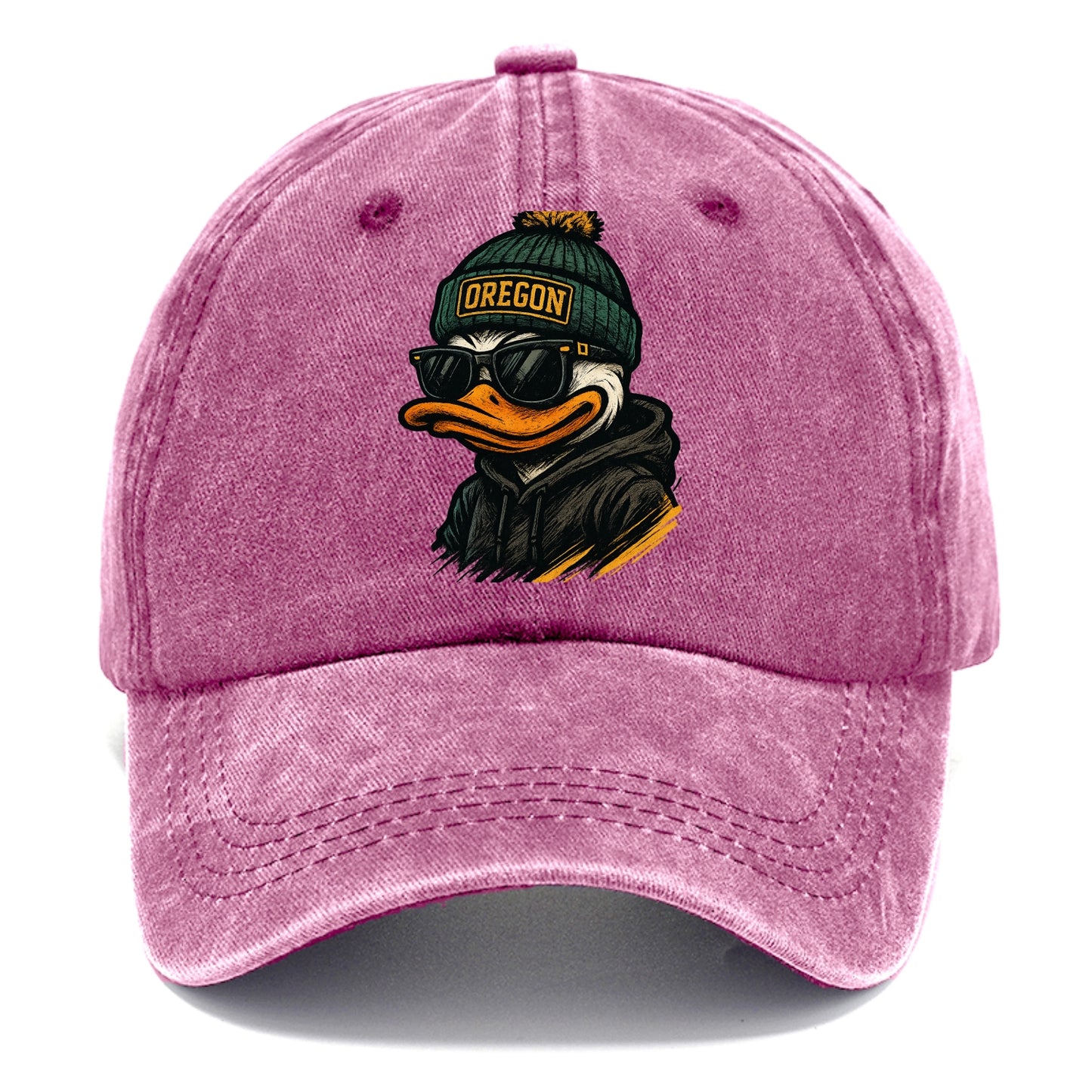 Eugene Duck wearing Oregon beanie with O patch - Classic Cap - Dusty Rose(Rose)