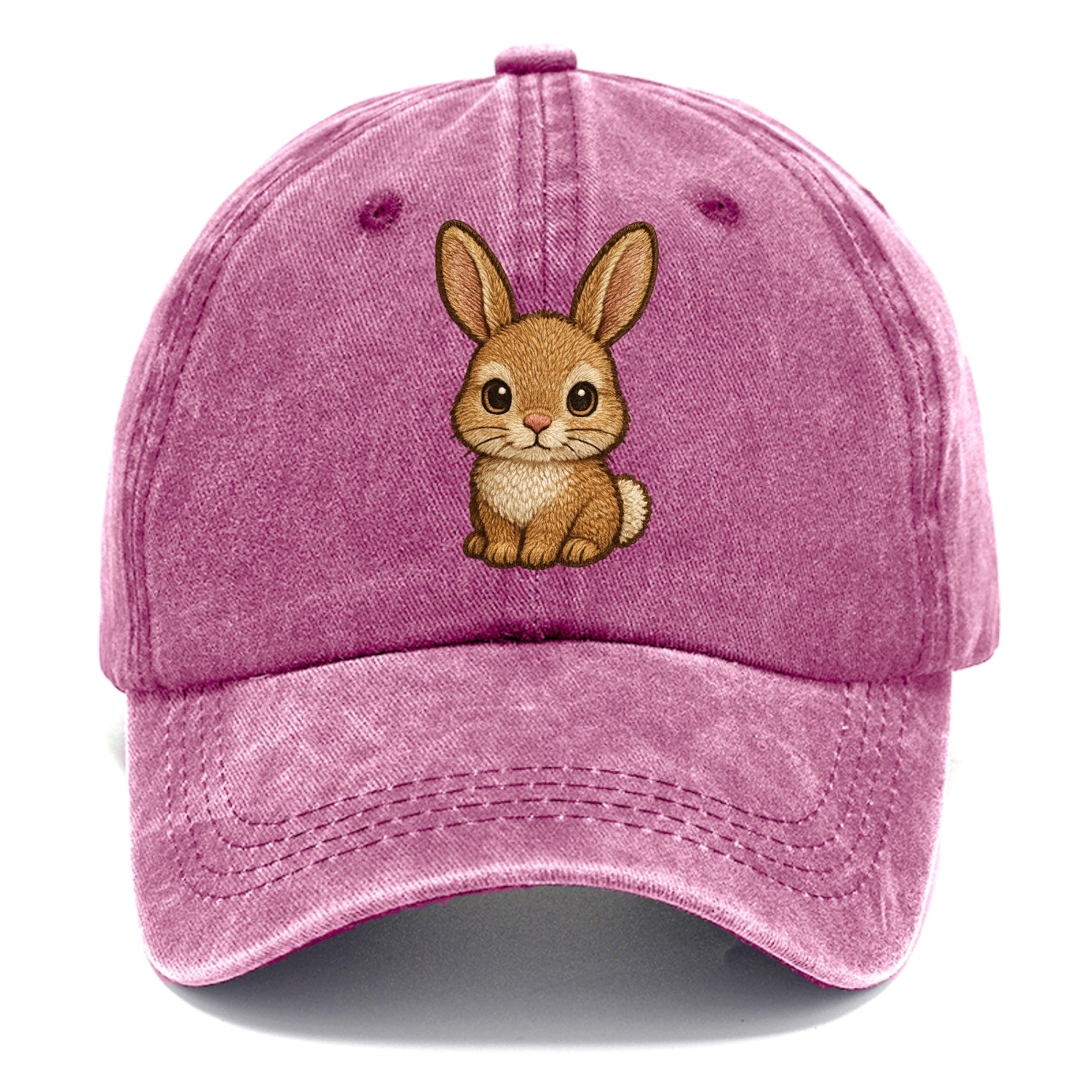 Baby Rabbit - long ears, fluffy white tail, pink nose, large brown eyes, - Classic Cap - Dusty Rose(Rose)