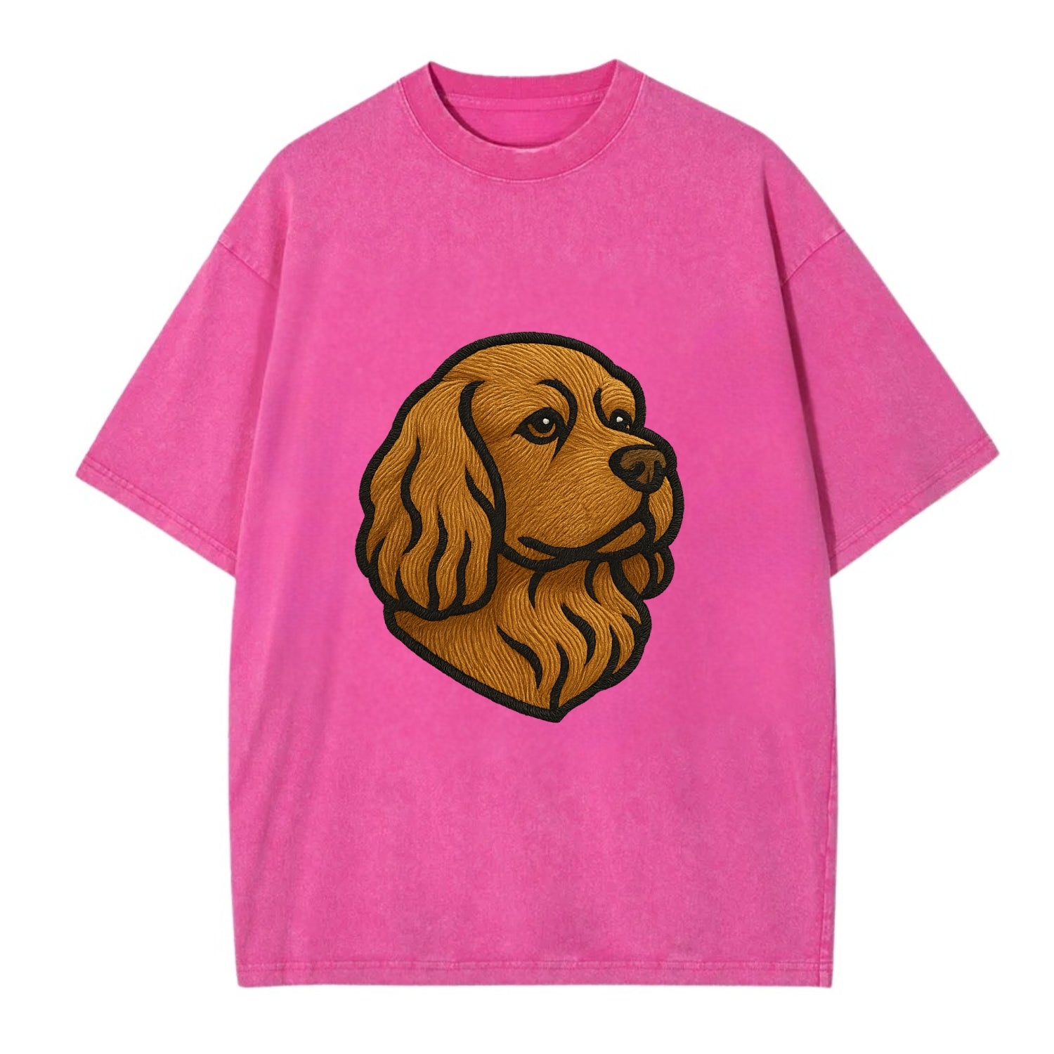 Sussex Spaniel - Golden liver embroidered low-set design - Vintage T-shirt - Dusty Rose(Rose)