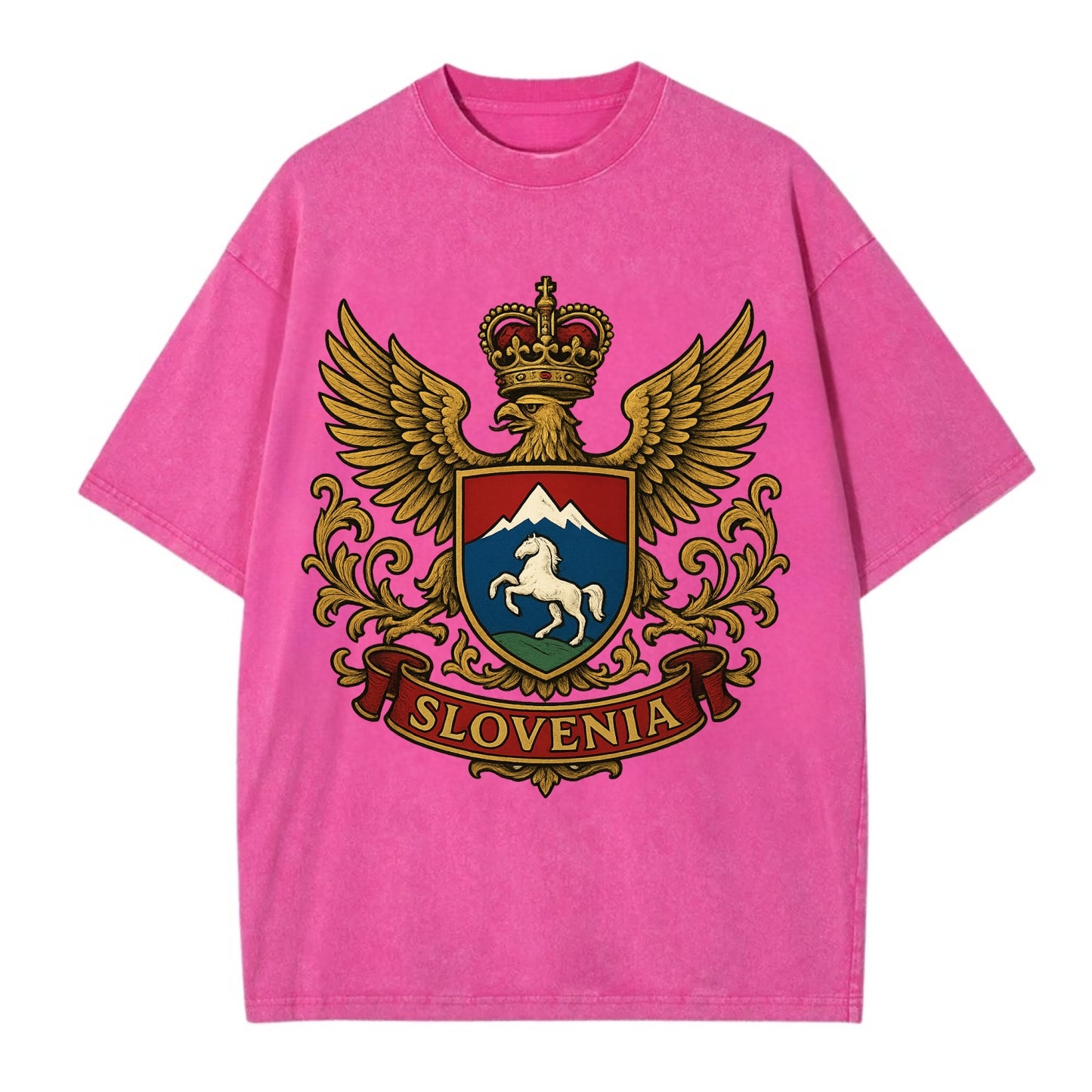 Slovenia Heritage Badge  - Vintage T-shirt - Dusty Rose(Rose)