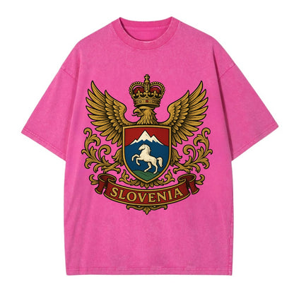 Slovenia Heritage Badge  - Vintage T-shirt - Dusty Rose(Rose)