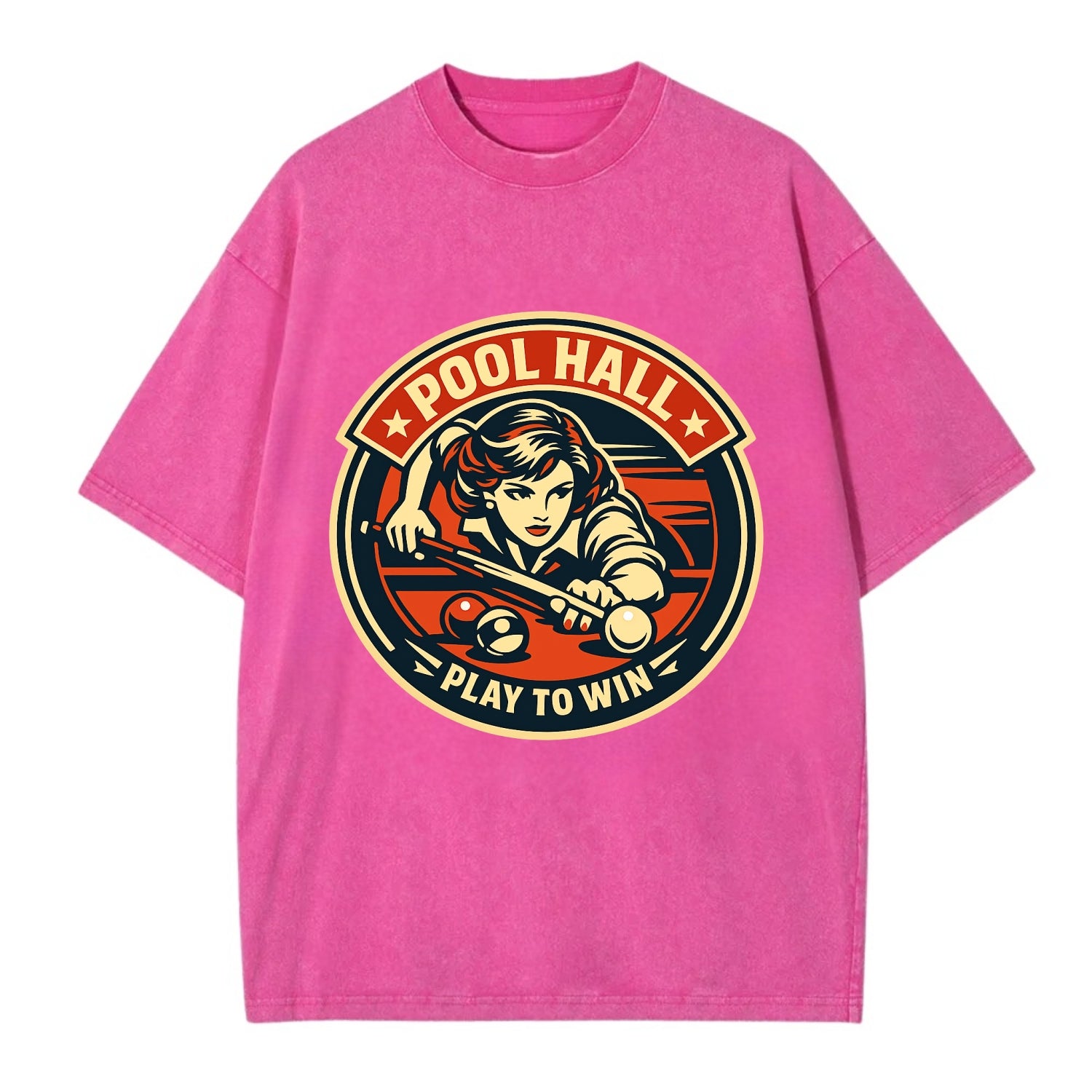 Cue Queen Emblem - Vintage T-shirt - Dusty Rose(Rose)
