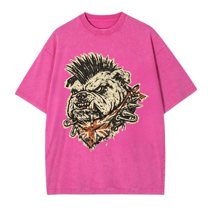 PUNK BULLDOG | British bulldog with mohawk | Safety pins through collar | Union - Vintage T-shirt - Dusty Rose(Rose)
