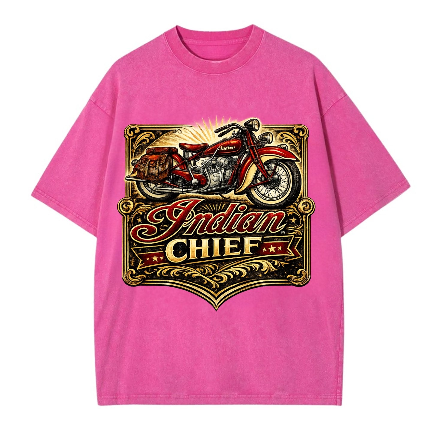Classic Indian Chief - Vintage T-shirt - Dusty Rose(Rose)