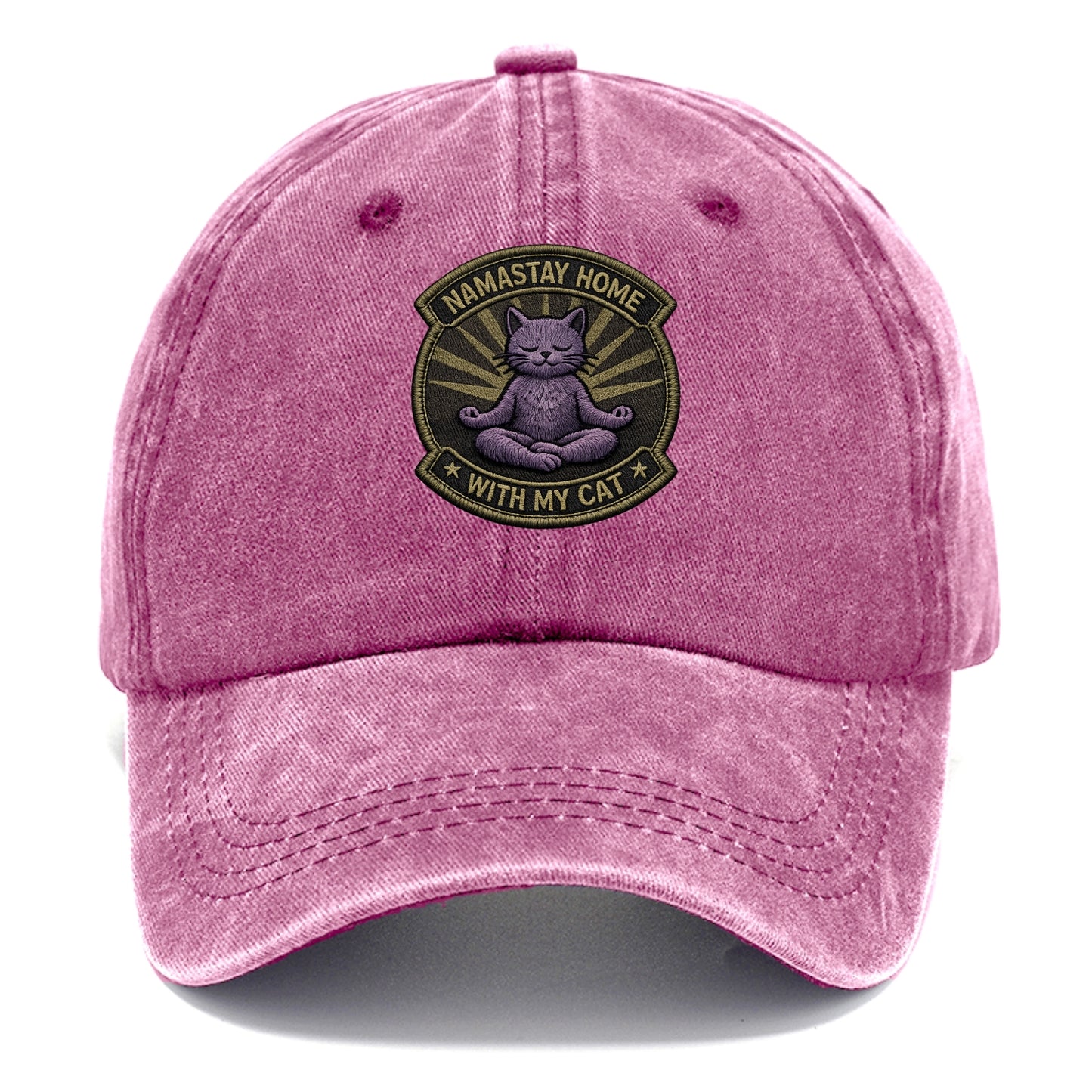 NAMASTAY HOME WITH MY CAT - yoga cat in purple , introvert cat - Classic Cap - Dusty Rose(Rose)