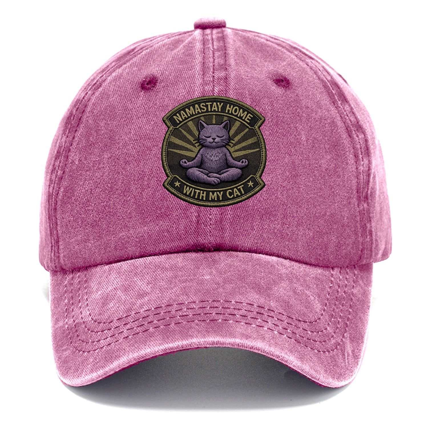 NAMASTAY HOME WITH MY CAT - yoga cat in purple , introvert cat - Classic Cap - Dusty Rose(Rose)