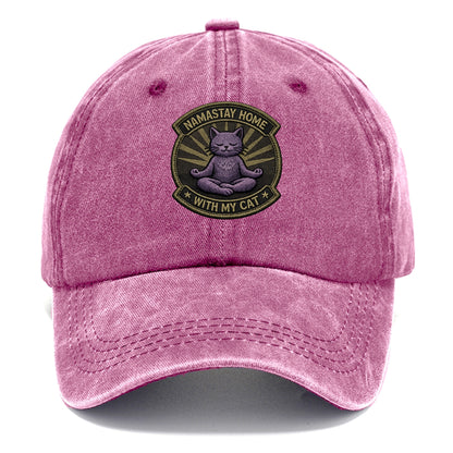 NAMASTAY HOME WITH MY CAT - yoga cat in purple , introvert cat - Classic Cap - Dusty Rose(Rose)
