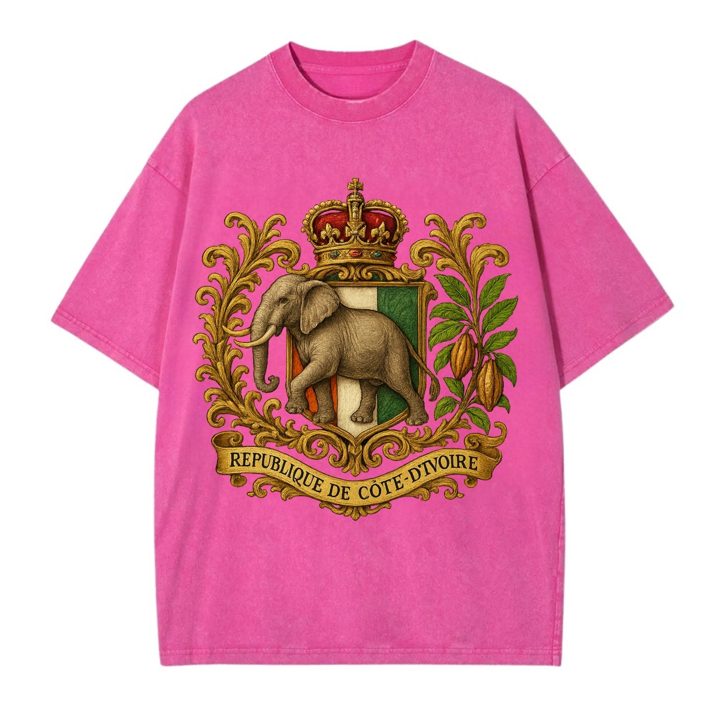Ivory Coast Heritage Badge  - Vintage T-shirt - Dusty Rose(Rose)