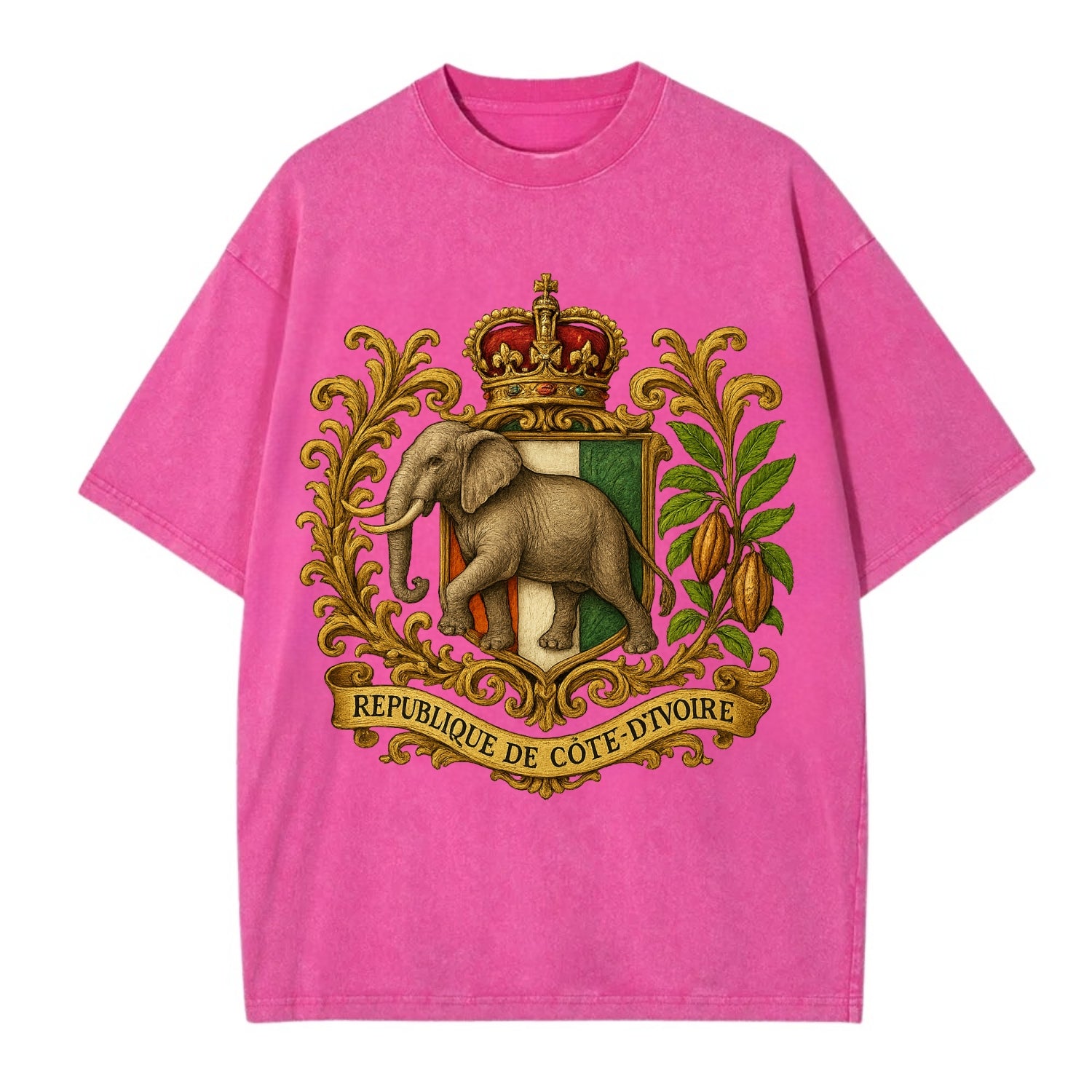 Ivory Coast Heritage Badge  - Vintage T-shirt - Dusty Rose(Rose)