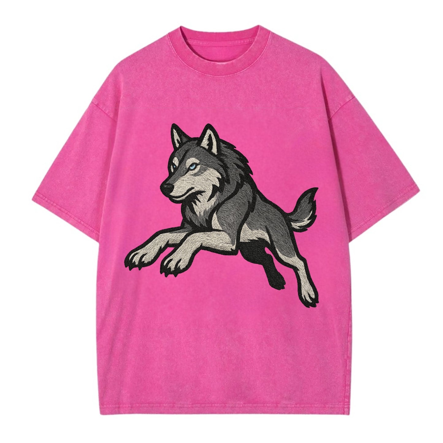 Wolf Leaping Action  - Vintage T-shirt - Dusty Rose(Rose)