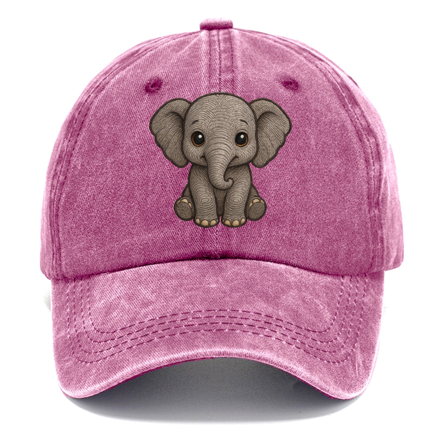 Baby Elephant - gray wrinkly, tiny trunk, large floppy ears, kind dark eyes, - Classic Cap - Dusty Rose(Rose)