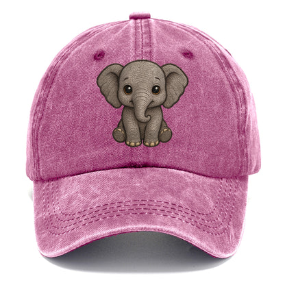 Baby Elephant - gray wrinkly, tiny trunk, large floppy ears, kind dark eyes, - Classic Cap - Dusty Rose(Rose)