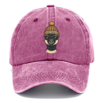 Ottawa Canadian Goose wearing Ottawa beanie with pom pom and wayfarer sunglasses - Classic Cap - Dusty Rose(Rose)