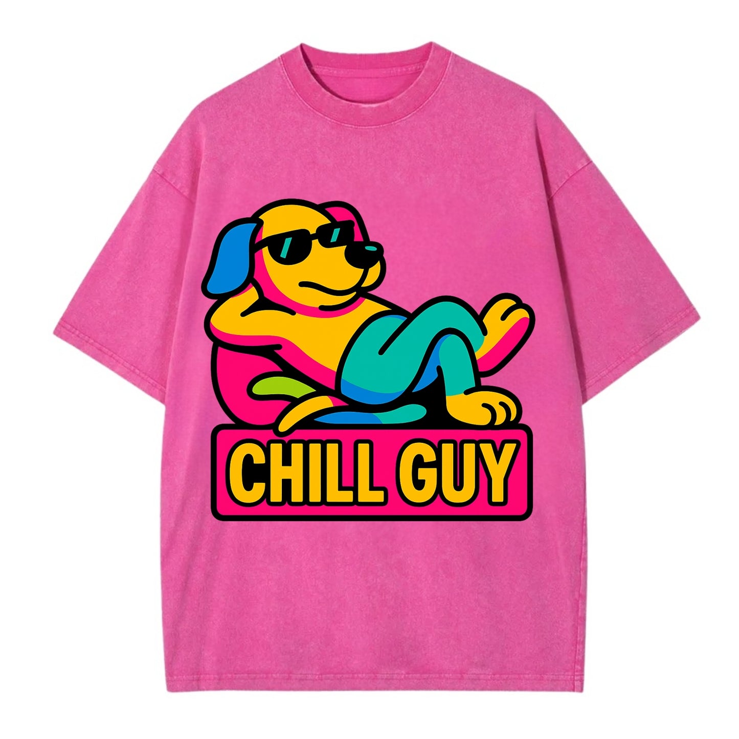 Super relaxed dog character lounging unbothered - "Chill Guy" meme energy, laid - Vintage T-shirt - Dusty Rose(Rose)