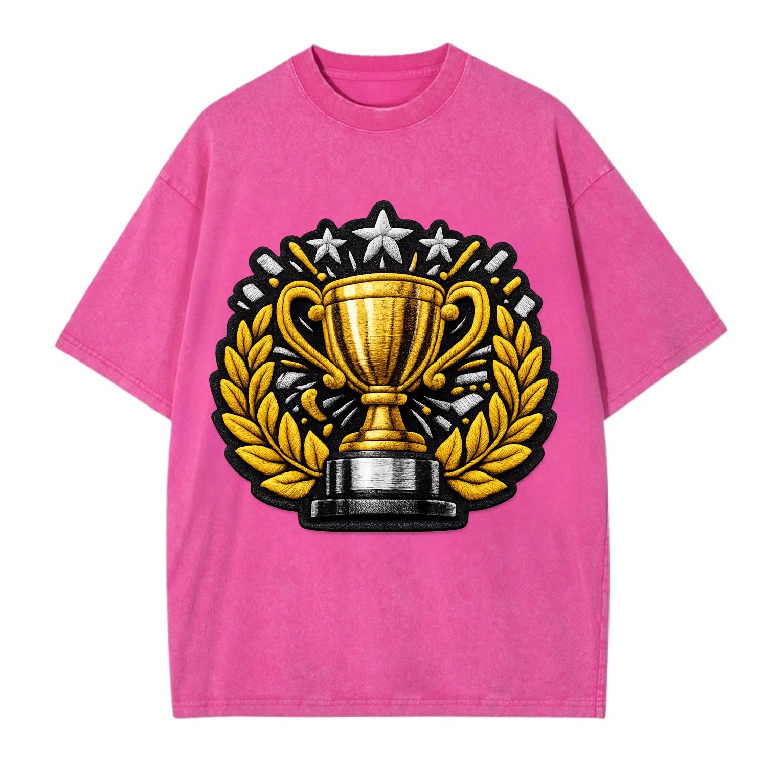 Embroidered patch design - CHAMPIONSHIP TROPHY - golden trophy cup with laurels - Vintage T-shirt - Dusty Rose(Rose)