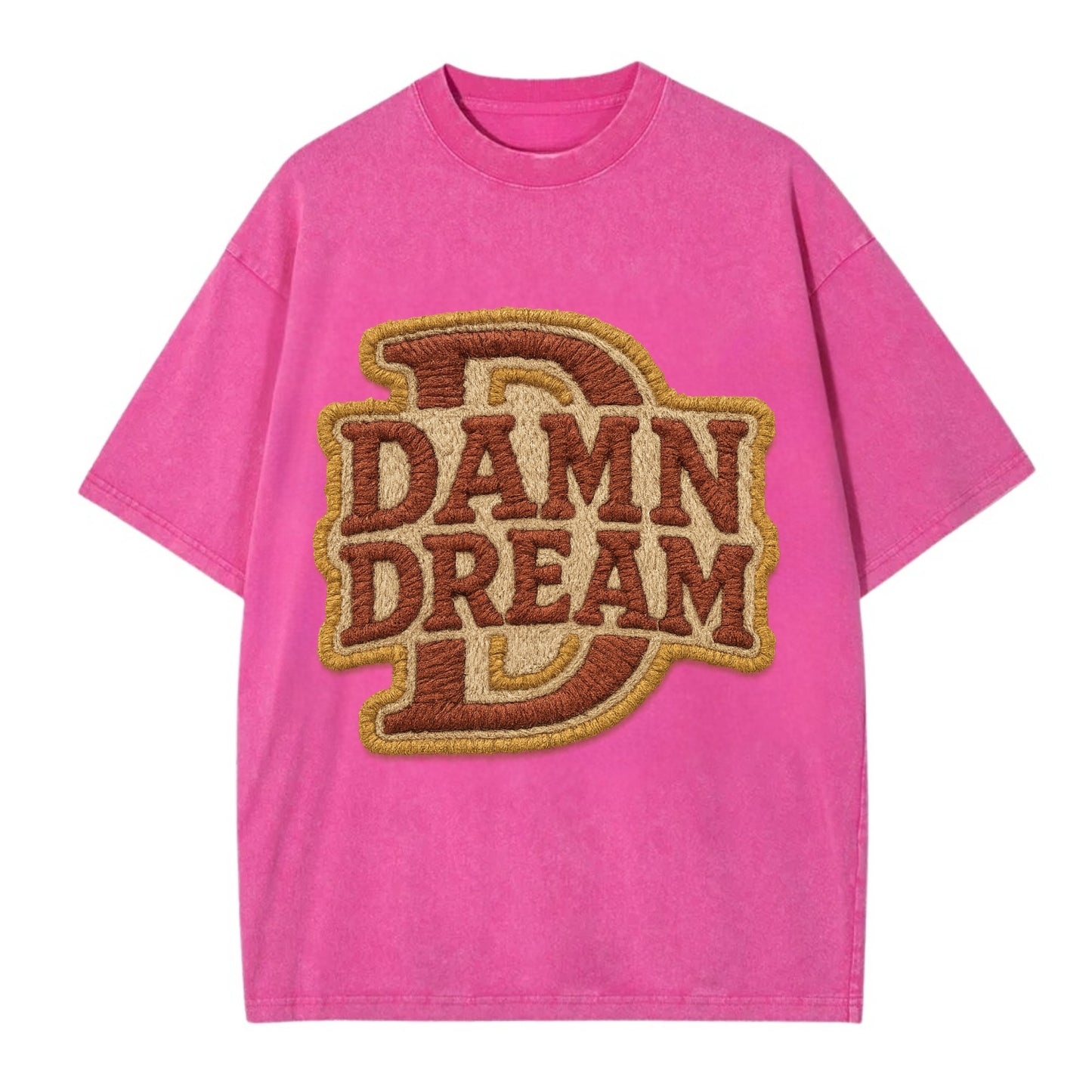 DAMN;DREAM BIG Motivational White Cap - Vintage T-shirt - Dusty Rose(Rose)