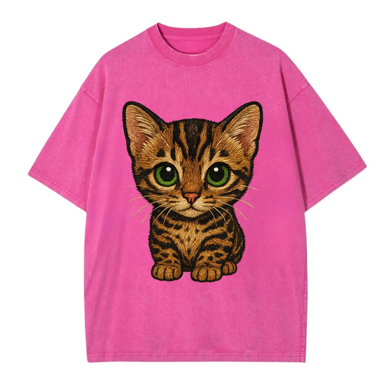 Baby Bengal Kitten - spotted/marbled wild coat, green eyes, athletic build, - Vintage T-shirt - Dusty Rose(Rose)