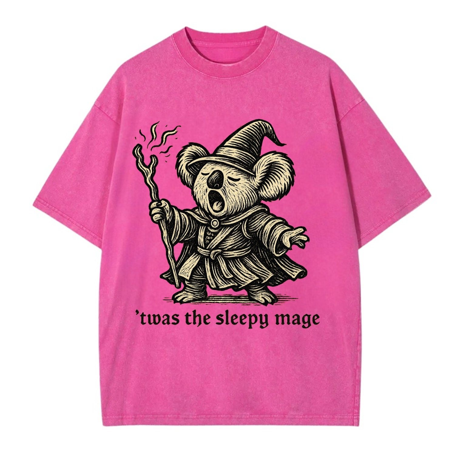 Koala Sleepy Mage  - Vintage T-shirt - Dusty Rose(Rose)