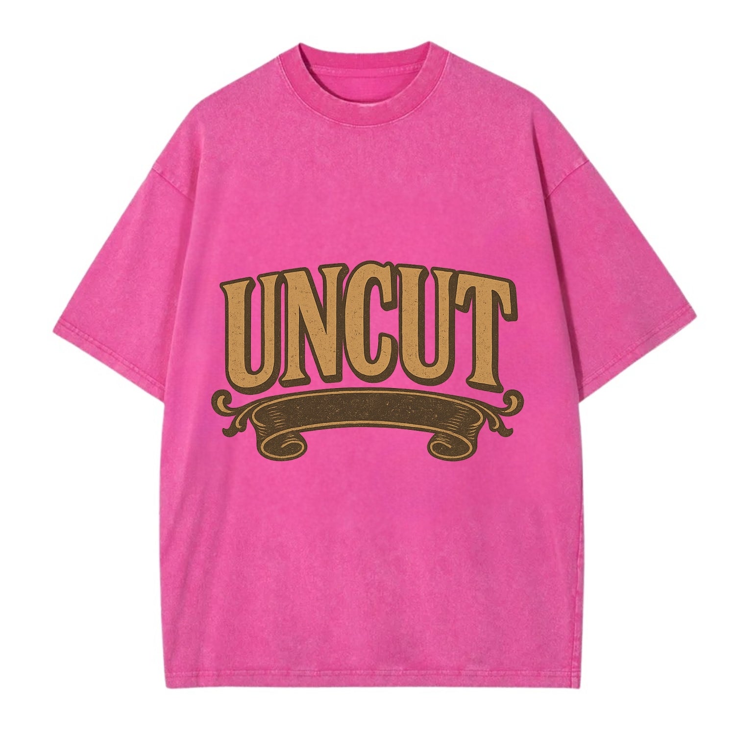 Bold typography design - "UNCUT" - pure, undiluted, authentic - Vintage T-shirt - Dusty Rose(Rose)
