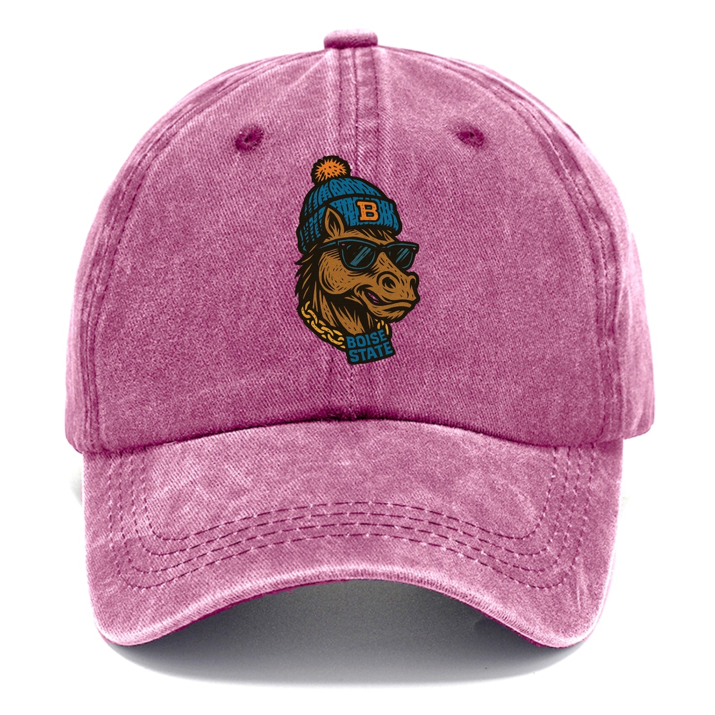 Boise Bronco wearing Boise State beanie with B patch - Classic Cap - Dusty Rose(Rose)