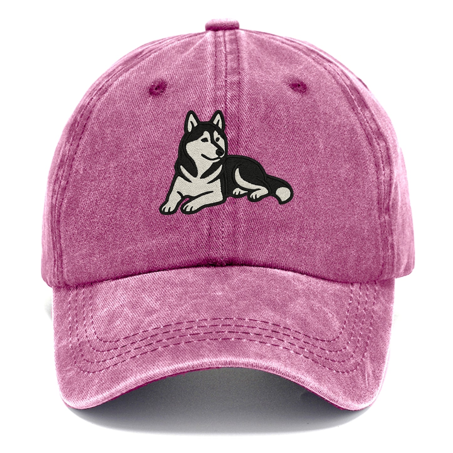 Siberian Husky - Black and white relaxed Classic Cap - Dusty Rose(Rose)