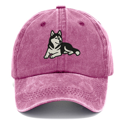Siberian Husky - Black and white relaxed Classic Cap - Dusty Rose(Rose)
