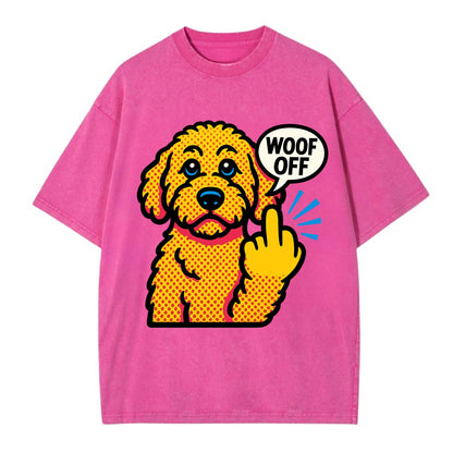 Goldendoodle with teddy bear face and curly golden coat, friendly paw flipping off - Vintage T-shirt - Dusty Rose(Rose)