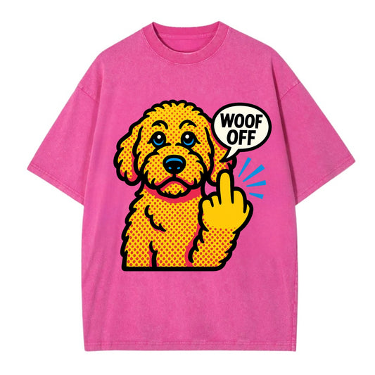 Goldendoodle with teddy bear face and curly golden coat, friendly paw flipping off - Vintage T-shirt - Dusty Rose(Rose)